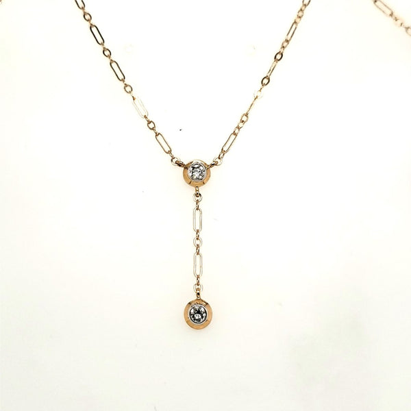 14Kt Yellow Gold Diamond Drop Necklace