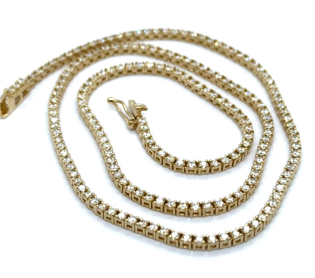 14kt Yellow Gold 16.5"" Diamond Tennis Necklace