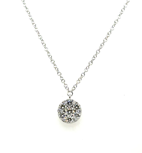 14kt White Gold 0.34Ctw Circular Cluster Diamond Necklace