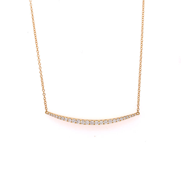 18Kt Yellow Gold 0.49Ctw Diamond Crescent Bar Necklace