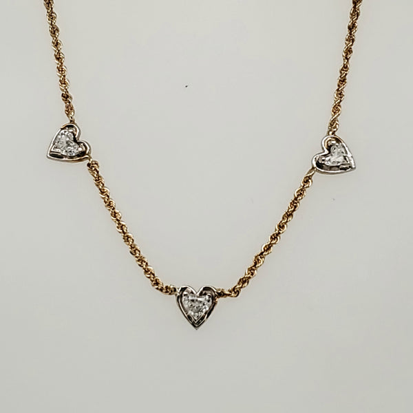 14kt Gold Heart Shaped Diamond Neckalce