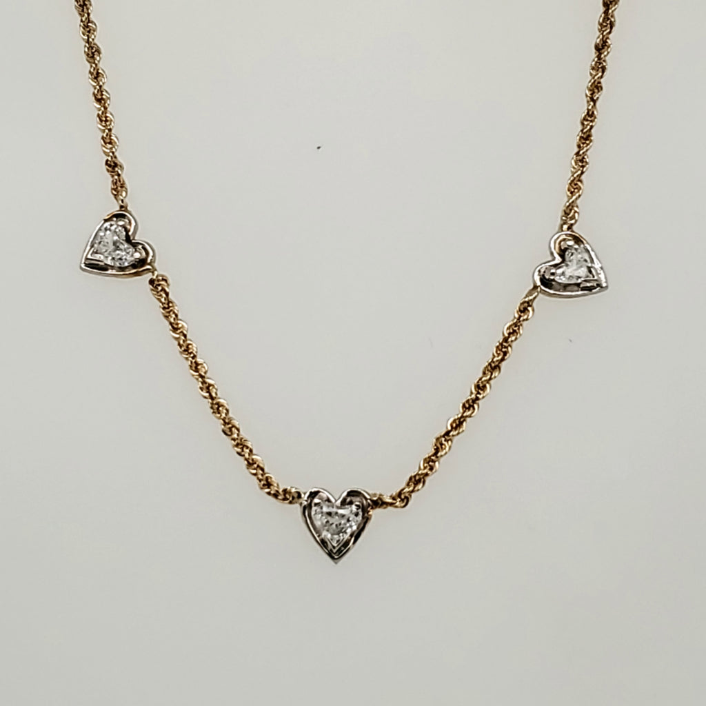 14kt Gold Heart Shaped Diamond Neckalce