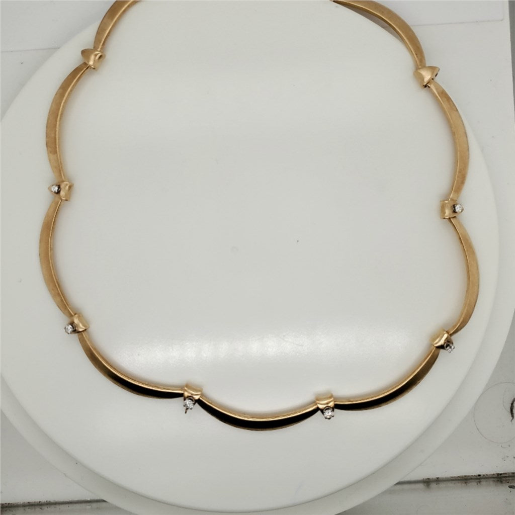 14kt Yellow Gold and Diamond Choker Necklace