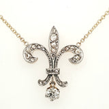 14kt Gold and Diamond Fleur De Lis Pendant Necklace