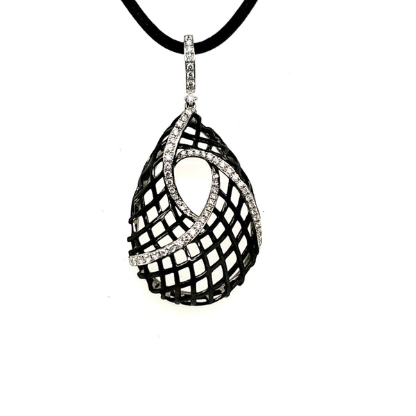 18Kt White and Black Rhodium Plated Gold and Diamond Pendant