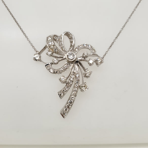 1950s Retro 14kt White Gold and Diamond Brooch
