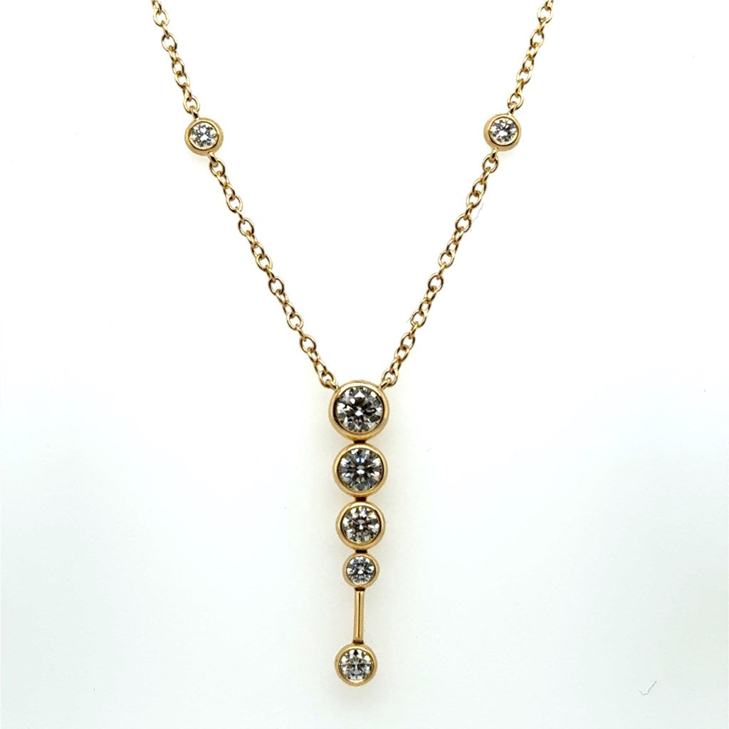 1.03Ctw 18Kt Yellow Gold Bezel Set Diamond Necklace