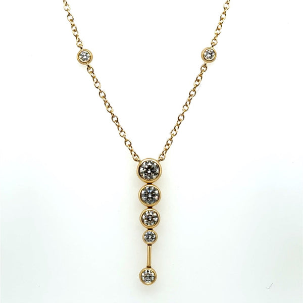 1.03Ctw 18Kt Yellow Gold Bezel Set Diamond Necklace