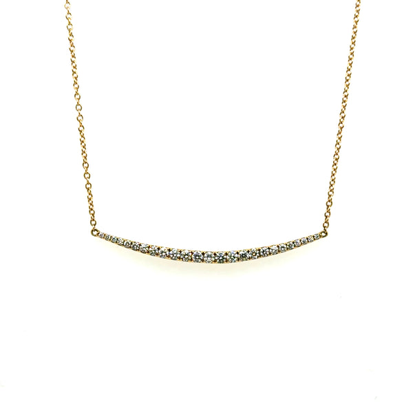 18Kt Yellow Gold 0.49Ctw Diamond Crescent Bar Necklace