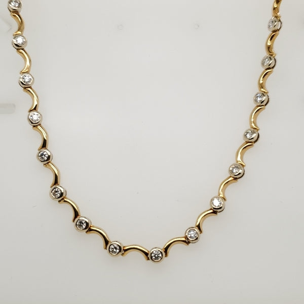 18kt Yellow Gold Bezel Set Diamond Necklace