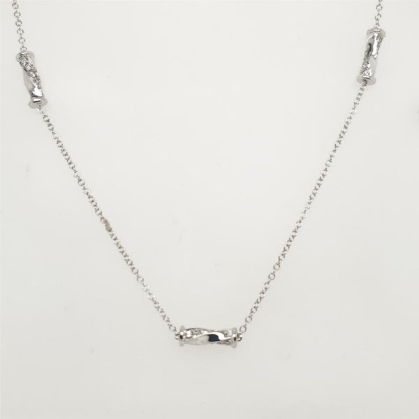 14kt White Gold 26"" Diamond Station Necklace