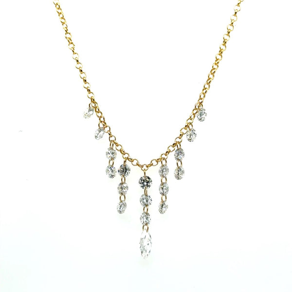 1.63 Ctw 14kt Yellow Gold Floating Diamond Necklace