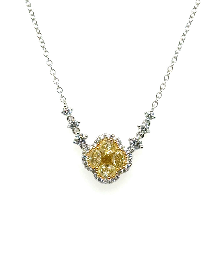 1.40 Ctw 18Kt White And Yellow Gold Fancy Yellow Diamond Necklace