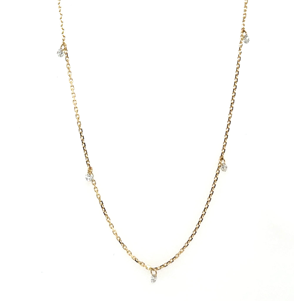 0.50 Ctw 14Kt Yellow Gold Floating Diamonds By The Yard Necklace