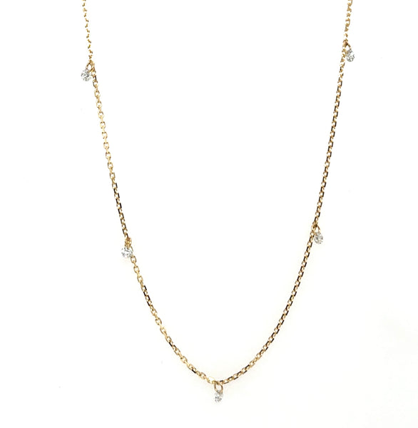 0.50 Ctw 14Kt Yellow Gold Floating Diamonds By The Yard Necklace