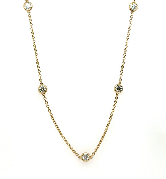 1.03 Ctw 14Kt Yellow Gold Bezel Set Diamonds By The Yard Necklace