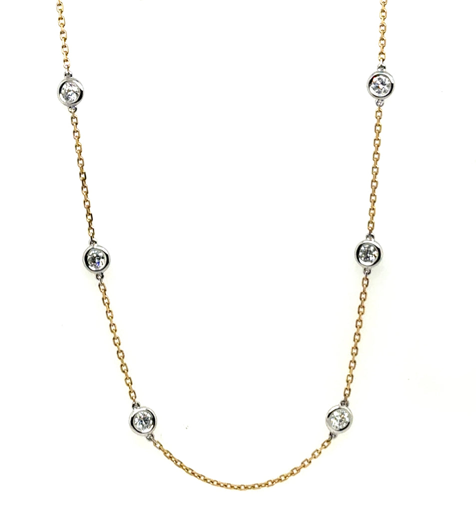 1.95 Ctw 14Kt Yellow & White Gold Diamonds By The Yard Necklace