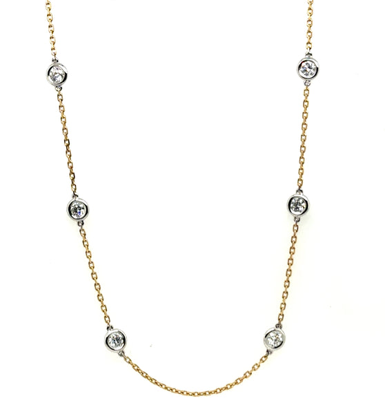 1.95 Ctw 14Kt Yellow & White Gold Diamonds By The Yard Necklace