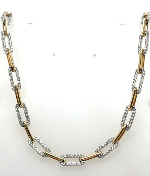 3.30 Ctw 14Kt White And Yellow Gold Diamond Paper Clip Necklace