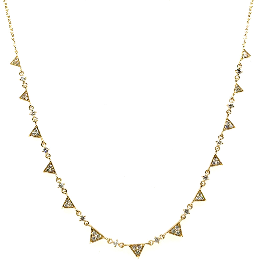 0.48 Ctw 14Kt Yellow Gold Triangluar Section Diamond Necklace