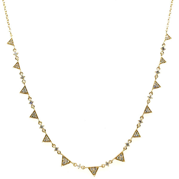 0.48 Ctw 14Kt Yellow Gold Triangluar Section Diamond Necklace