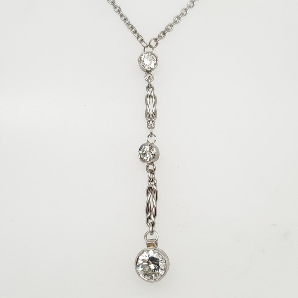 Platinum Art Deco Diamond Pendant Necklace