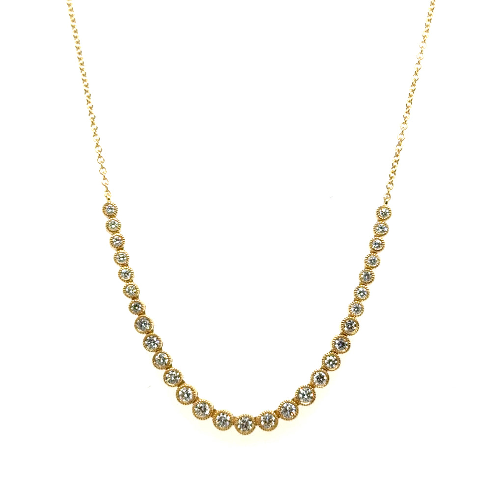 0.50 Ctw 14kt Yellow Gold Milgrain Diamond Necklace