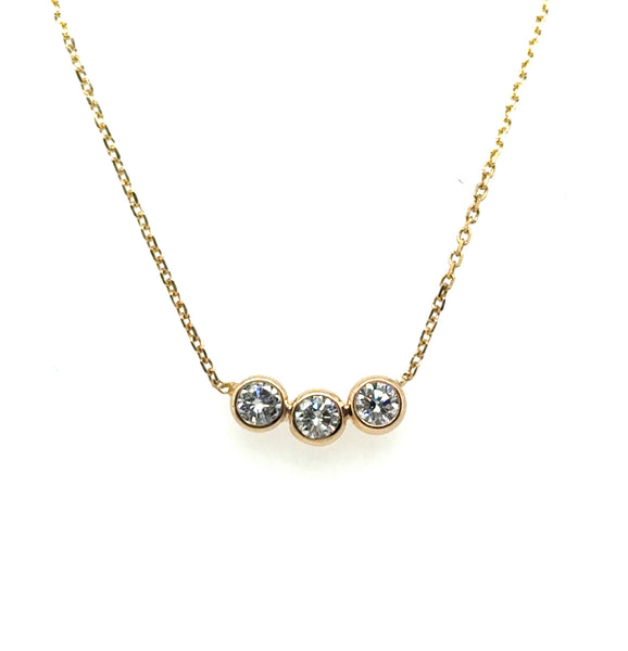 0.50 Ctw 14kt Yellow Gold Bezel Set Diamond Necklace
