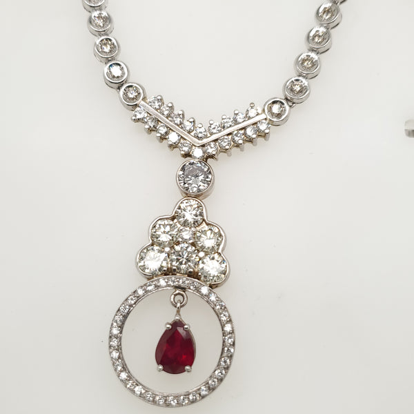 14kt White Gold Ruby and Diamond Necklace