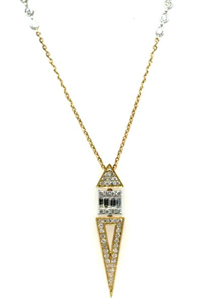 1.35 Cttw 14kt Two Tone White And Yellow Gold Diamond Drop Necklace