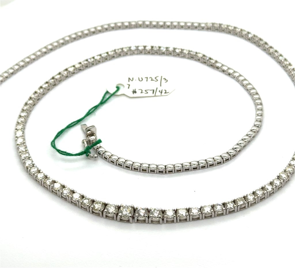 14Kt White Gold 4.84Ctw Diamond Graduated Riviera Necklace 17""