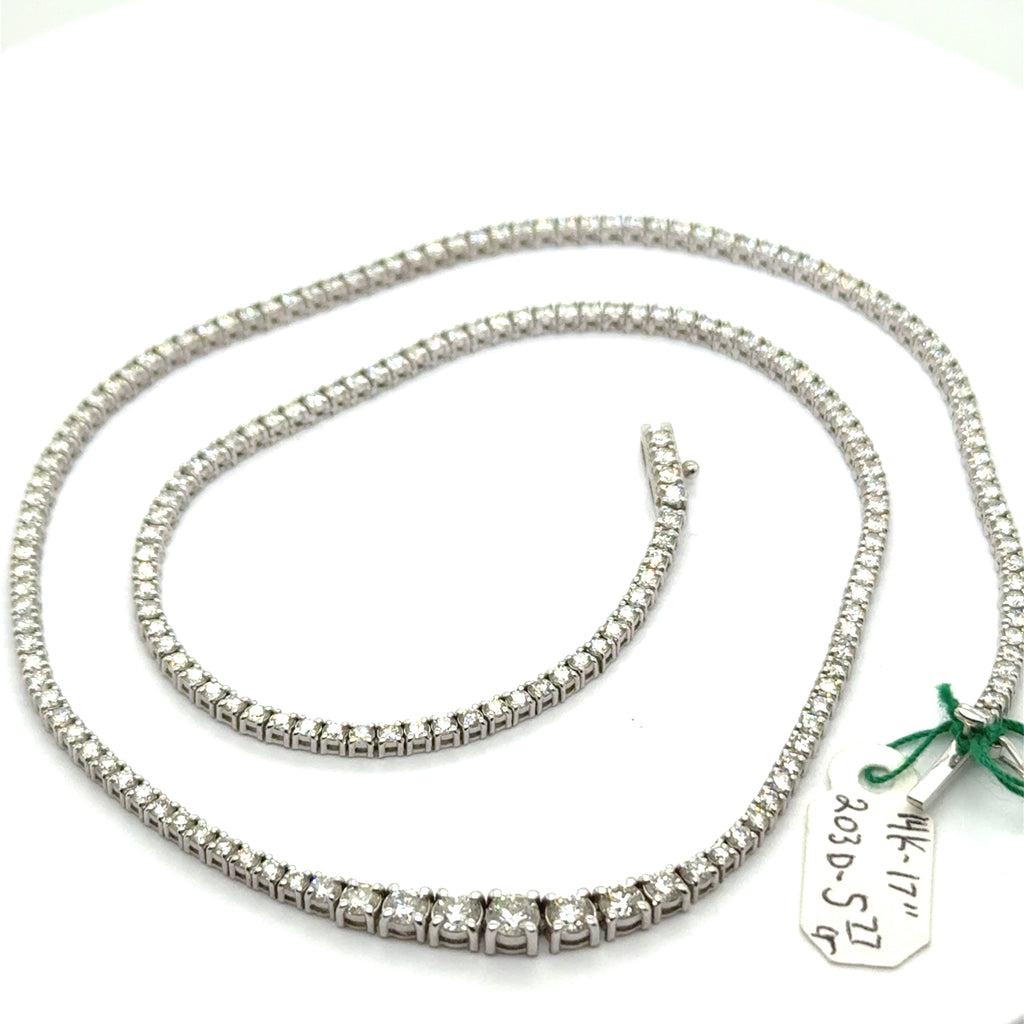 14Kt White Gold 5.77Ctw Diamond Graduated Riviera Necklace 17""