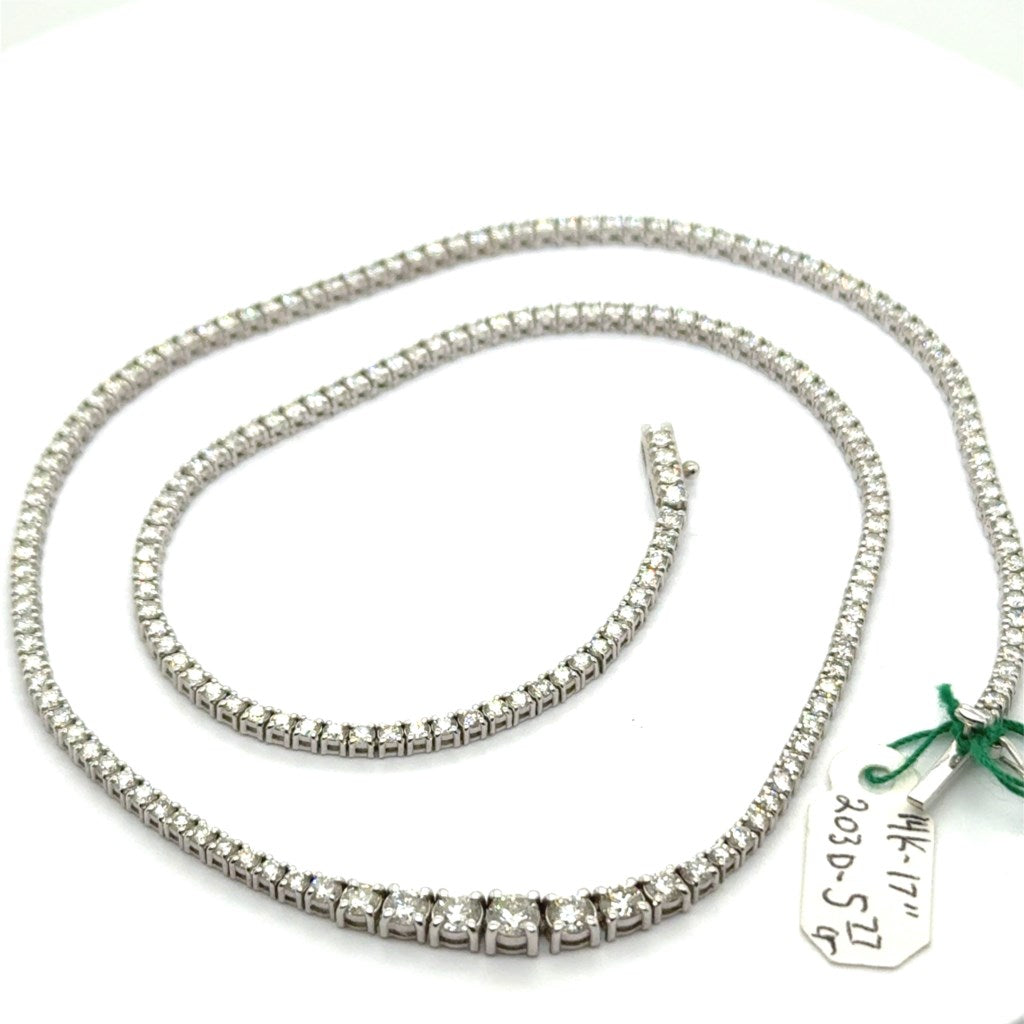 14Kt White Gold 5.77Ctw Diamond Graduated Riviera Necklace 17""