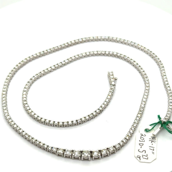 14Kt White Gold 5.77Ctw Diamond Graduated Riviera Necklace 17""