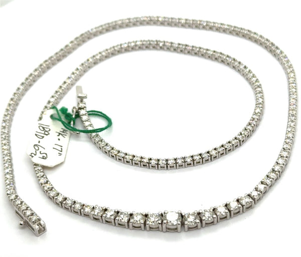 14Kt White Gold 6.59Ctw Diamond Graduated Riviera Necklace 17""