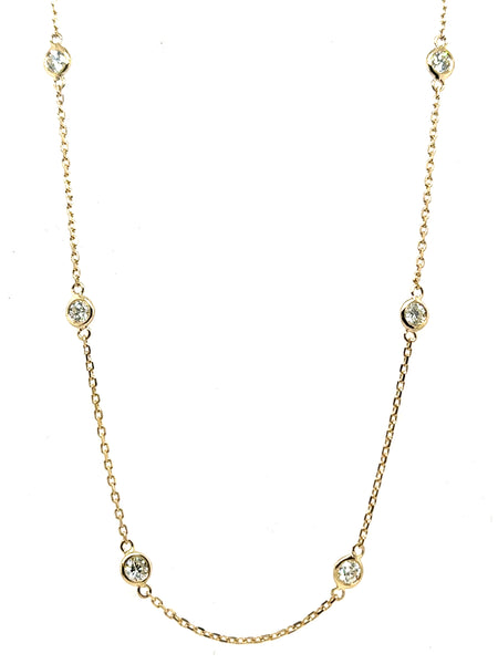 1.50 Ctw 14kt Yellow Gold And Diamond By The Yard Necklace