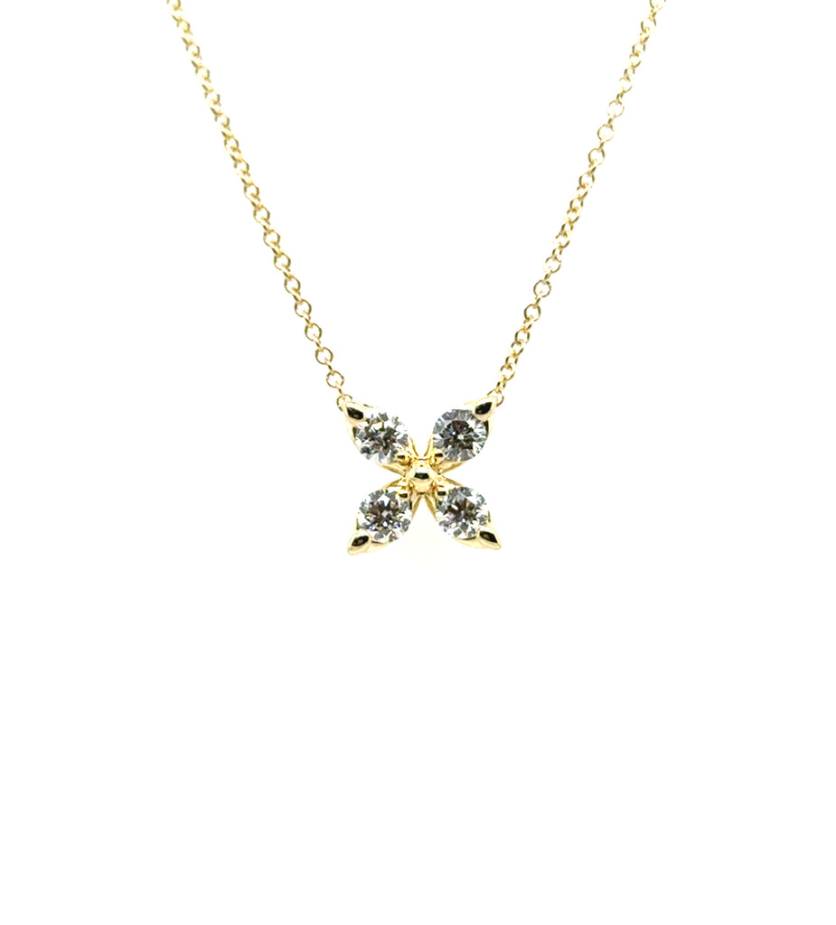 0.39 Ctw14Kt Yellow Gold Stationary Diamond Necklace