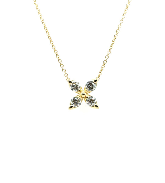 0.39 Ctw14Kt Yellow Gold Stationary Diamond Necklace
