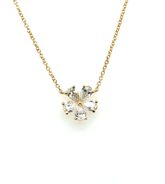 1.23Ctw 18Kt Yellow Gold Pear Cut Diamond Necklace