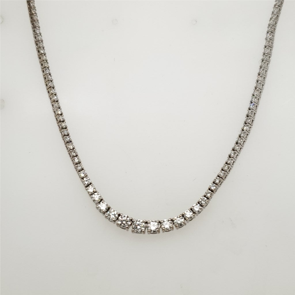 14kt White Gold Diamond Graduated Riviera Necklace