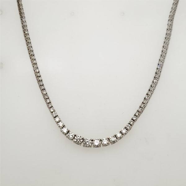 14kt White Gold Diamond Graduated Riviera Necklace