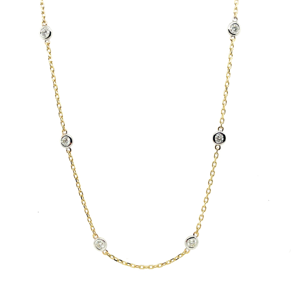 14Kt Two Tone 0.33Ctw Diamonds By The Yard Necklace