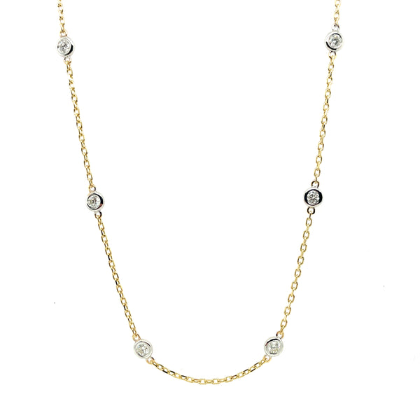 14Kt Two Tone 0.33Ctw Diamonds By The Yard Necklace