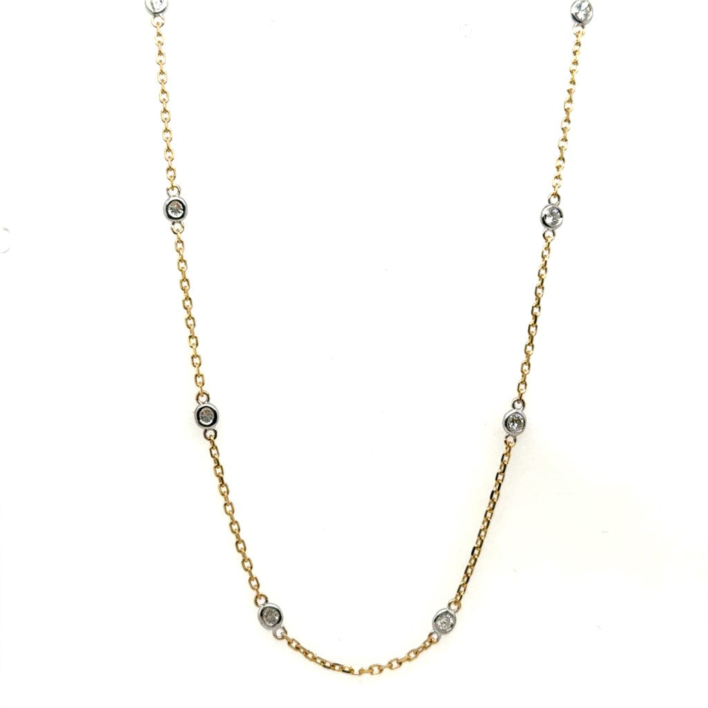 0.50 Ctw 14Kt Two Tone Gold Diamonds By The Yard Necklace