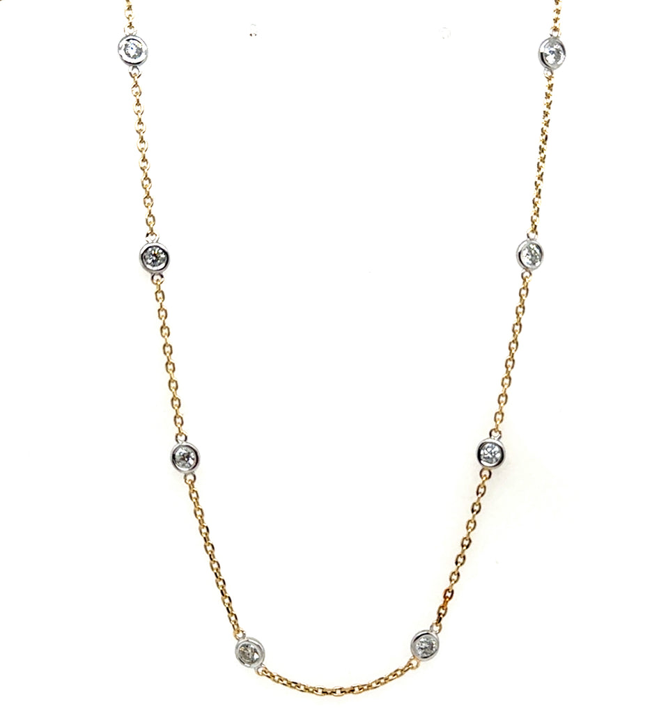 14Kt Two Tone Gold 0.75 Ctw Diamonds By The Yard Necklace