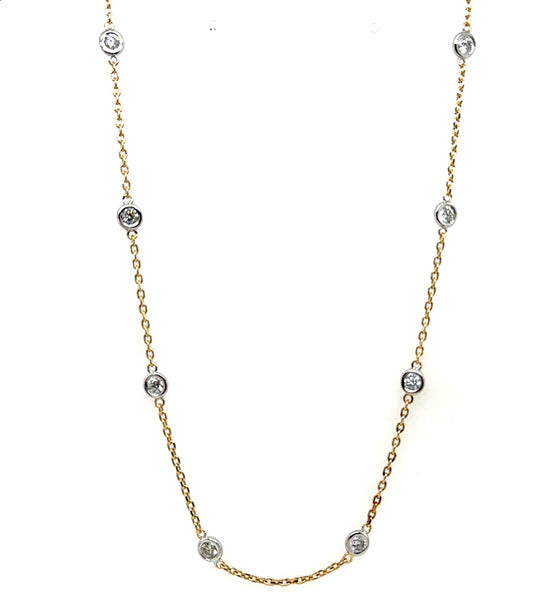 14Kt Two Tone Gold 1.00 Ctw Diamonds By The Yard Necklace