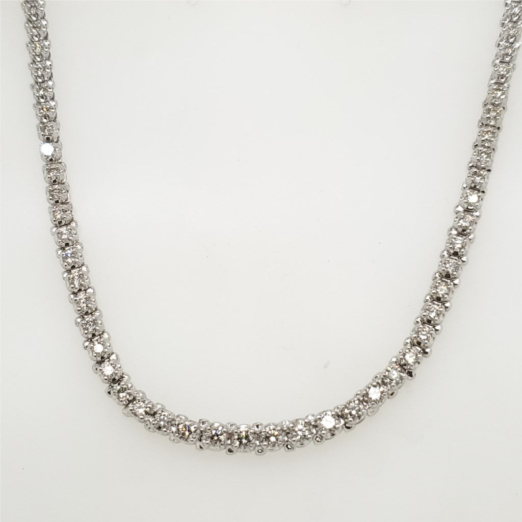 14Kt White Gold 3.50 Carat Total Weight Diamond Riviera Necklace