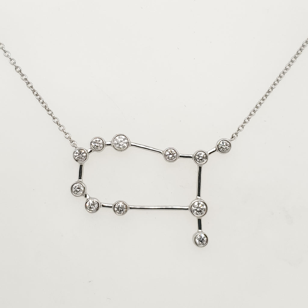 14Kt White Gold Gemini Constellation Diamond Necklace
