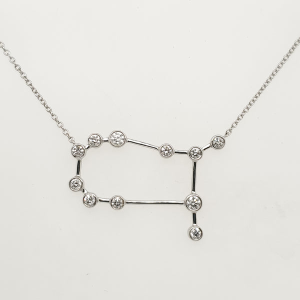 14Kt White Gold Gemini Constellation Diamond Necklace