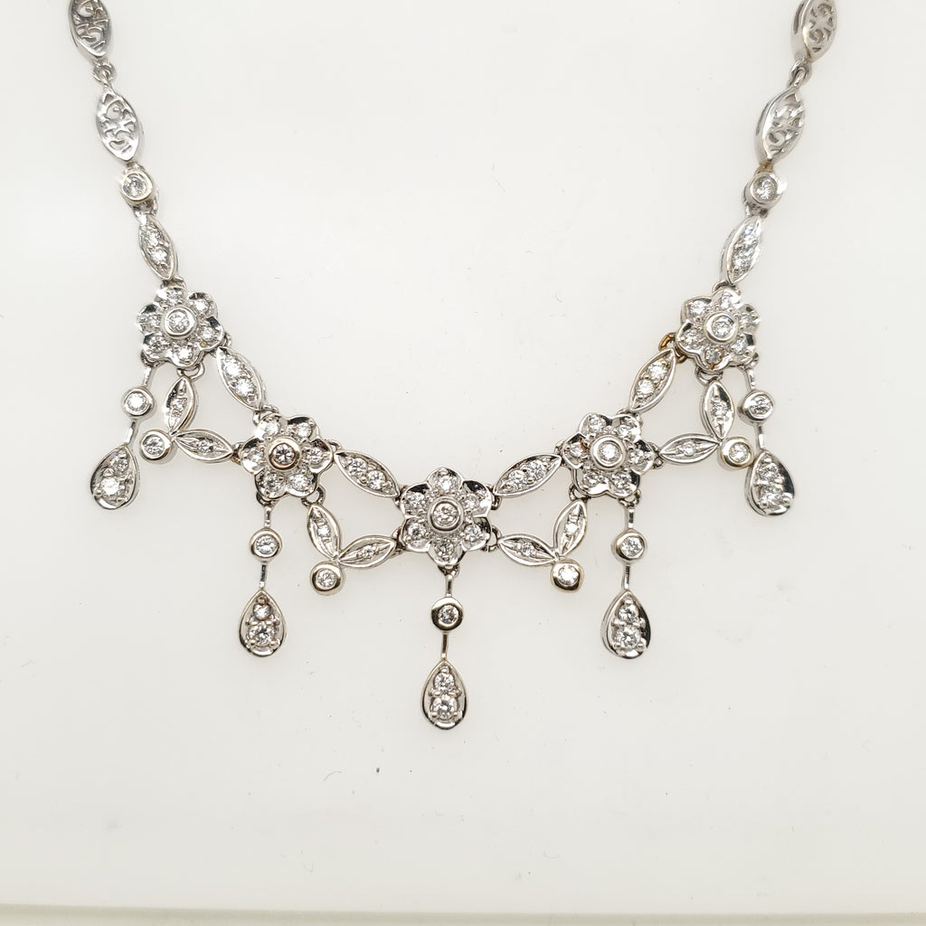 14kt White Gold Diamond Drape Necklace